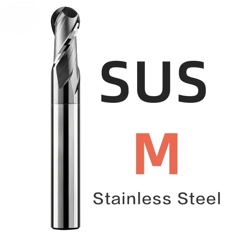 1 szt. Frez walcowo-czołowy z końcówką kulistą, frez do obróbki CNC, narzędzie z węglika spiekanego, powłoka DLC, do stopów aluminium, miedzi, stali nierdzewnej R0,5(R10xD20x40x100,SUS)