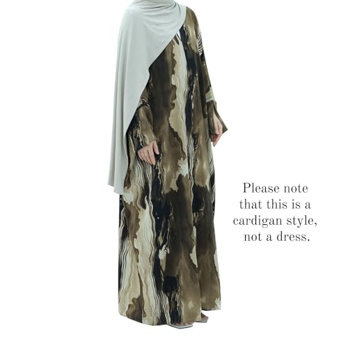 Image of Muslim Prayer Cardigan Tie-dye Printed Abaya Maxi Robe for Women | Tie-dye, Open front, Satin Fabric