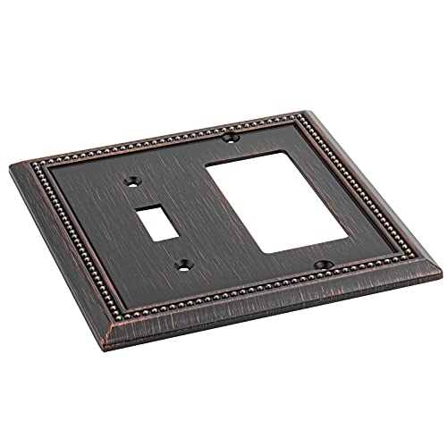 Image of Henne Bery Sunken Pearls Heavy Duty Decorative Wall Plate Switch Plate Outlet Cover (Toggle /Decorator, Aged Bronze)