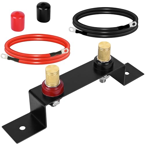 Battery Relocation Kit, Battery Jump Post Kit Heavy Duty Remote Battery Terminals Charging Post with Bracket Cable Compatible with UTV ATV Car Trucks RV Tractor Boat
