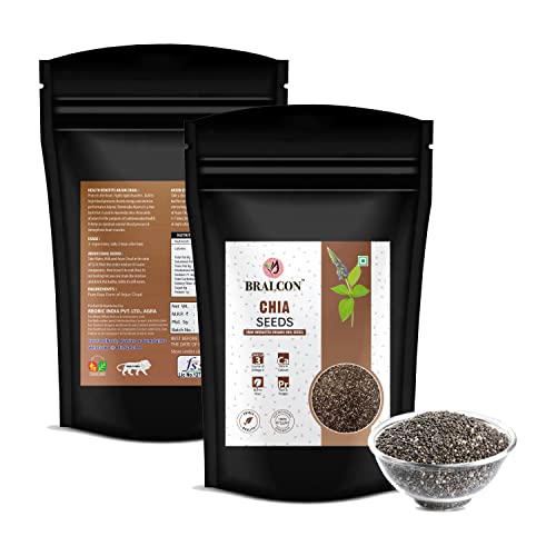 Image of BRALCON Raw Unroasted Natural Chia Seeds - 400g (Pack of 4) | with Omega 3 and Rich in Fiber, Calcium & Protein for Weight Loss Management | Anti Oxidant | Healthy Superfood