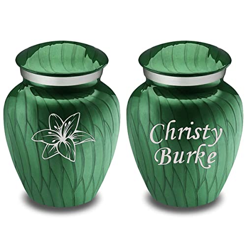 GetUrns Keepsake Embrace Lily Cremation Urn with Custom Engraving (Pearl Green)