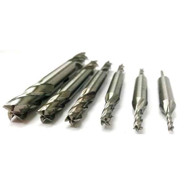 Image of HHIP 8000-0005 Cobalt (M42) 4 Flute End Mill Set, 6 Piece, 3 /8 inch