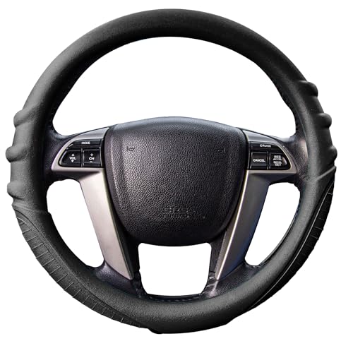Image of FH Group Universal Fit Silicone with Grip and Pattern Massaging Grip Steering Wheel Cover fits most Cars, SUVs, Trucks, and Vans Black