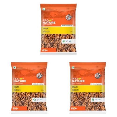 Image of Pro Nature 100% Organic Walnuts, 200G, Dry Fruit (Pack of 3)