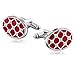 KnSam Gemelos de Abogado Gemelos de Geometría con Forma Oval de Cristal Joyeria de Acero Mujer,Plata Rojo