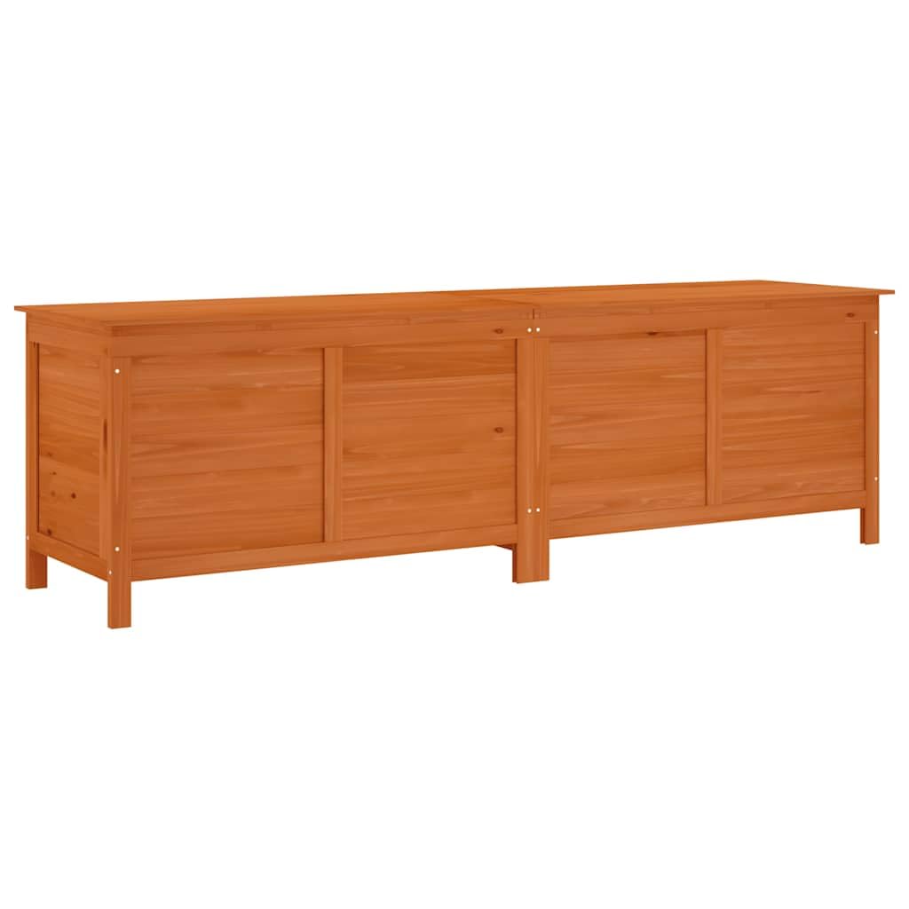 Caja de almacenamiento exterior de madera maciza de abeto, maletero de jardín para cojines y accesorios, gran espacio de almacenamiento con base de listones para ventilación óptima