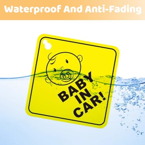 OUDQFCJ 2 Stück Baby on Board Auto Warnschilder, Sicherheits Autoschild mit Saugnäpfen, Abnehmbarer Kinder-Sicherheitswarnaufkleber für das Auto, süß Baby on Board Aufkleber Auto (Gelb) (Stil 1)