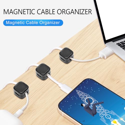 6 Pack Organizador Magnético de Cables, Clips para Gestión de Cables Bajo Escritorio, Organiza Cables USB de Teléfono para Hogar, Oficina, Auto, Escritorio, Mesa de Noche miniatura 2