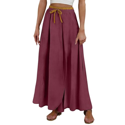 Jupe midi ample et confortable à taille haute brique XXL