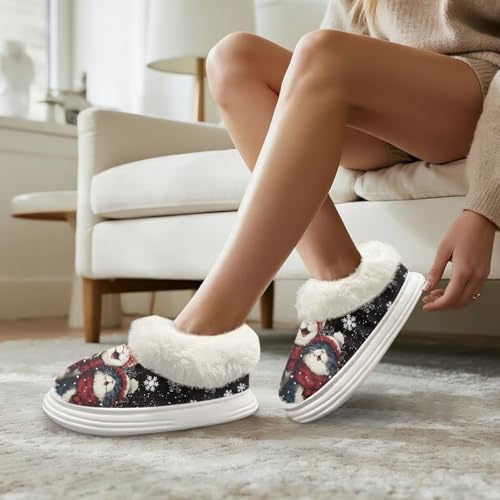 Christmas Polar Fleece Shoes Unisex-Adult Warm Fuzzy House Slippers for Winter3