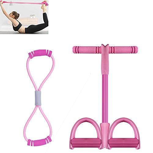 Pedal Resistance Band - 4-Tube Natural Latex Sit-up Bodybuilding Expander, 8-Shape Type Tension Rope Stretch Band, Home Fitness Equipment for Slimming Bodybuilding Training