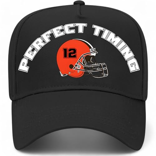 Perfect Timing Cleveland Football Hat | Premium Vintage Trucker Hat with Adjustable Snapback for Men and Women (US, Alpha, One Size, Black)
