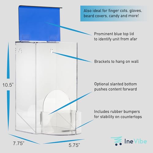 Inevibe Earplug Holder, Universal Clear Acrylic Storage with Blue Lid for Small Bulk Accessories - Finger Cots, Hairnets, Laundry Dishwasher Pods, Packets, Beard Covers, Condiments & Candy
