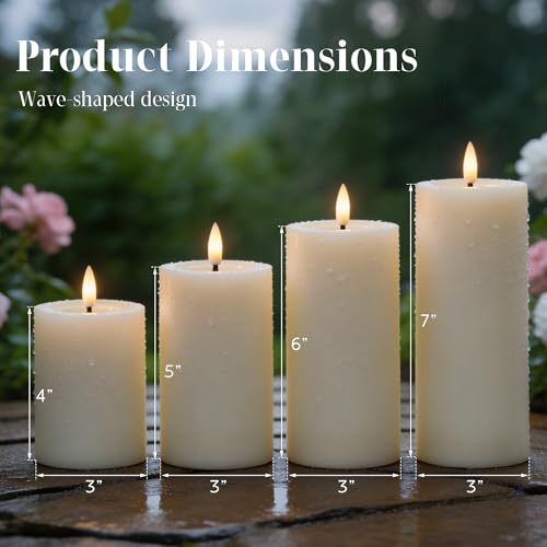 Image of JOIONE Outdoor Waterproof Flameless Pillar Candle with Remote 4 Pack Ivory