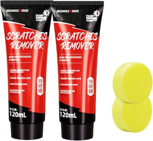 XWBD 車用キズ消し 車の傷 クリーム 車のスクラッチリムーバー 車の傷修理研磨ワックスクリーム 塗装表面 カーキズ消し 傷補修ワックス 傷防止保護 補修用品 お手入れ用品 スポンジ付き120ml (2個)