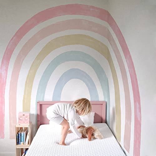 Funlife Fabric Large Rainbow Wall Mural Stickers Peel And Stick, Precut Watercolor Pastel Rainbow Wall Decals For Girls Bedroom, Rainbow Wall Art Decor For Kids Nursery Room Playroom, 94.49" X 82.68" #TOP6