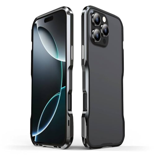Cadre métallique en aluminium pour iPhone 16 Pro coque antichoc luxe et robuste noire