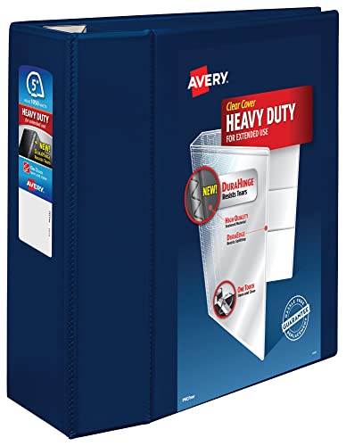 Image of Avery Heavy-Duty Reference View Binder with 5-Inch One Touch EZD Ring, Navy Blue (79806)
