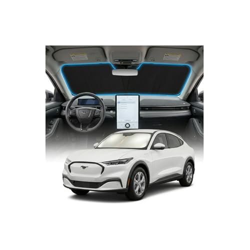 for Ford Mustag Mach-E Sun Shade Windshield Cover - Custom Fit Mustag Mach-E Accessories 2021-2025 2026 Sunshade Foldable UV Protection & Heat Shield Sun Visor Accessories