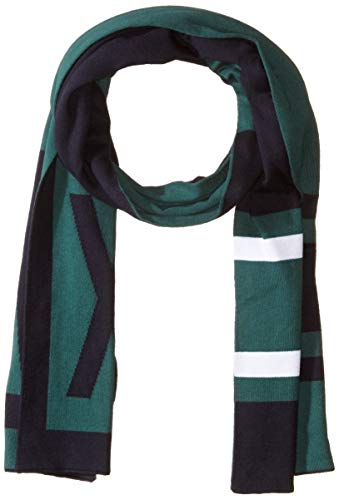 A|X Armani Exchange Men's Two-Color Scarf with A|X Logo, navy/jungle bug, TU