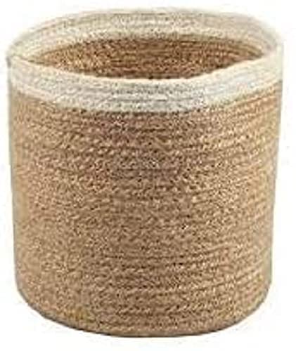 Ikom Quality Jute Planter Pots/Storage Basket with handle, Multi-Purpose use for Bathroom Living Room (6 Inches) 2 Z WHITE (set of 1(white patti), 10 inches) (B09ML2B972) Amazon Price History, Amazon Price Tracker