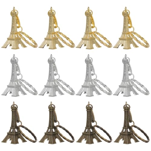 CALLARON Lot De 12 Porte-Clés Tour Eiffel Métal 10X2X5 Cm Souvenirs Rétro Accessoires Pour Sac Clés Voiture Cadeaux Fête