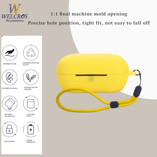 Image of WELCROS Soft Silicone Case Cover for Sony WF-C710N | C710NSA with Lanyard (Yellow)