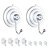 NileHome Suction Cup Hooks for Hanging Clear Suction Wall Hooks Removable Bathroom Hooks for Window Glass Door Hanging Hooks for Loofah Wreaths Tile Wall -2pcs Large, 4pcs Medium, 4Pcs Small