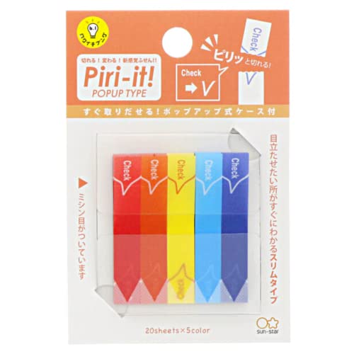 Marque-pages autocollants SUN-STAR Piri-it 7x40x2mm à carreaux fins