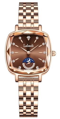 Image of LONGBO Labaoli Women Stainless Steel Watches Analog Rose Gold Band and Square Dial Women's Watch for Girls &Miss & Ladies Diamond Studded with Stylish Watches Waterproof | Gift for Wife | Gift for Sister