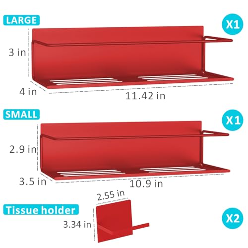 Image of Magnetic Spice Rack For Refrigerator, Space Saving Magnetic Shelf For Fridge Red 2 Pack With Magnetic Paper Towel Holder