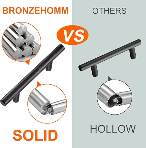 30 Pack Bronze Solid Cabinet Handles Drawer Pulls, 7.38-inch/187mm Length (5-inch Hole Center) Door Handle (1/2-inch Diameter) Kitchen Stainless Steel Cabinet Hardware Handle, Oil-Rubbed Bronze by BRONZEHOMM - Image 5