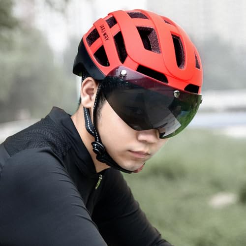 Casco con pantalla protectora aerodinámico y visera ventilada para ciclismo de ruta 7