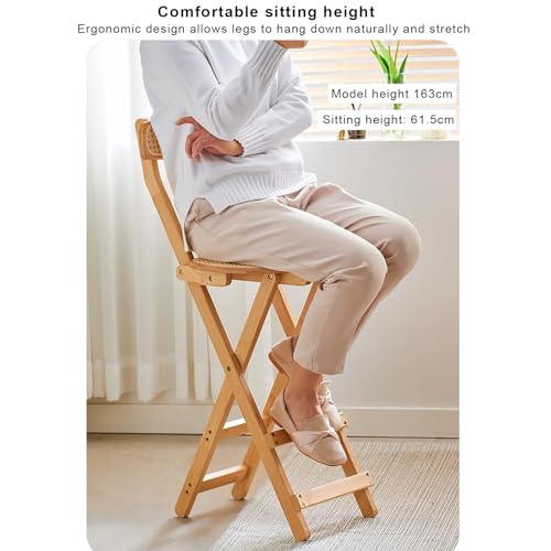 Tabouret de bar en bambou design haut de gamme avec dossier pour salle à manger - 6