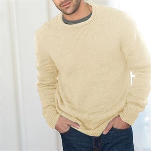 Mens Knitted Sweater Long Sleeve Crew Neck Slim Fit Solid Color Pullover Jumper4