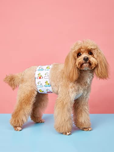 Qwinee Dog Sanitary Pants Cartoon Duck Pattern Dog Diapers Belly Wraps Pet Leakproof Nappies Washable Reusable Dog Menstrual Underwear For Small Medium Large Dogs Cats Puppy White X-Small #TOP1