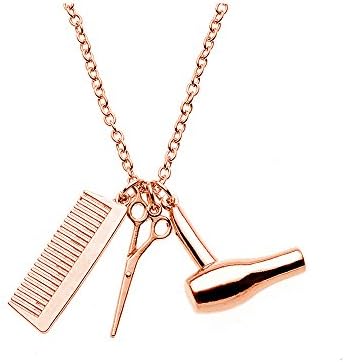 MANZHEN Personalized Gold Silver Hairdresser Hair Dryer Scissor Comb Pendant Necklace Hair Stylist Jewelry Gift
