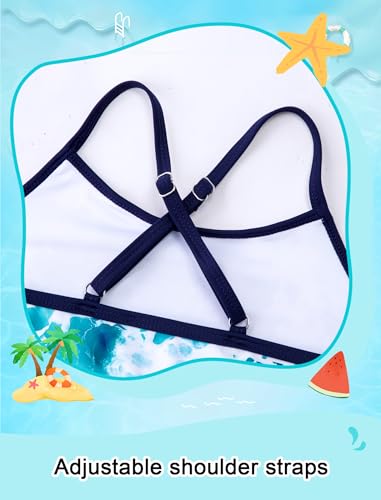 Image of Girls Swimsuit Long Sleeve Swim Shirt 3 Piece Rash Guard for Girls Bathing Suit with Boyshorts