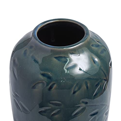 Hosley's Blue Ceramic Vase With Leaf Branches - 11" High. Mid Century Modern Ideal Gift For Weddings, Special Events, Parties O3 #TOP1