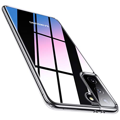 TORRAS Diamonds Series Compatible for Samsung Galaxy S21 Plus Case 6.7 Inch, [Never Yellow] [5X Military Grade Drop Protection] PC Back & Flexible Bumper Thin Phone Case (2021), Clear