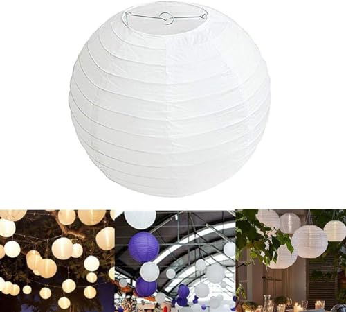 Set di 10 lanterne di carta da 40 cm, rotonde, per decorazione di matrimonio, casa, festa, paralume a forma di sfera bianca Set di 10 lanterne di carta da 40 cm, rotonde, per decorazione di matrimonio, casa, festa, paralume a forma di sfera bianca
