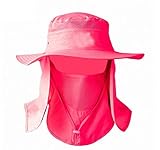 YR.Lover Outdoor UV Sun Protection Wide Brim Fishing Cap -Men and Women Face Cover Summer Removable Mesh Neck Face Flap Gardener Hat For Outdoor Sports & Travel