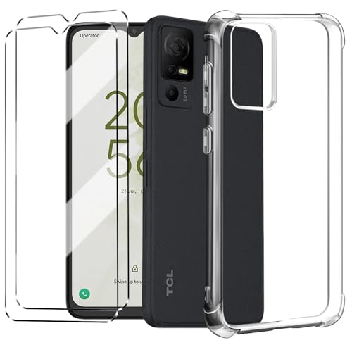 Cover e 2Pcs Vetrino Compatible con TCL 40 NXTPAPER 5G antiurto Custodia piu Vetro temperato con protezione TCL 40 5G Pellicola protettiva Clear