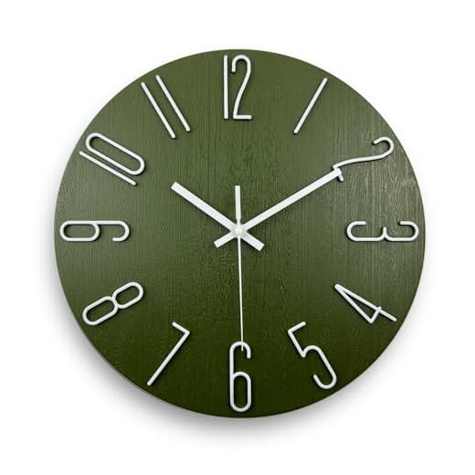 fapugh 12 Inch Wall Clock Silent Non Ticking, Preciser Modern Style Decor Clock for Home, Office, School, Kitchen, Bedroom, Living Room (Green)