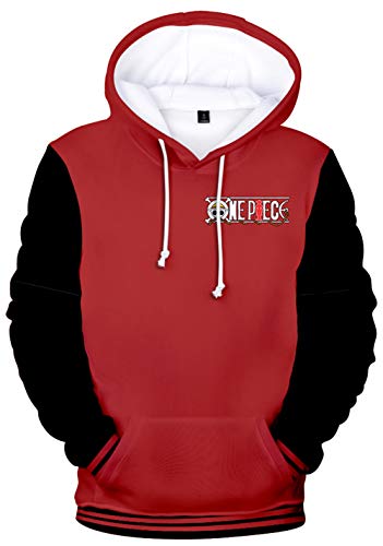 HAOSHENG Jungen Kapuzenpullover ONE Piece Hoodie Luffy Anime Casual Herren Streetwear Hoodie (2XL) Cover