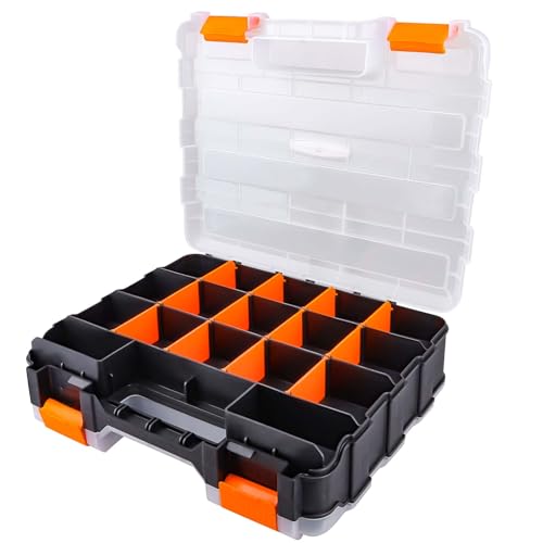 HobbyPark RC Hardware Organizer Box Adjustable Compartments Removable Dividers Durable Plastic...