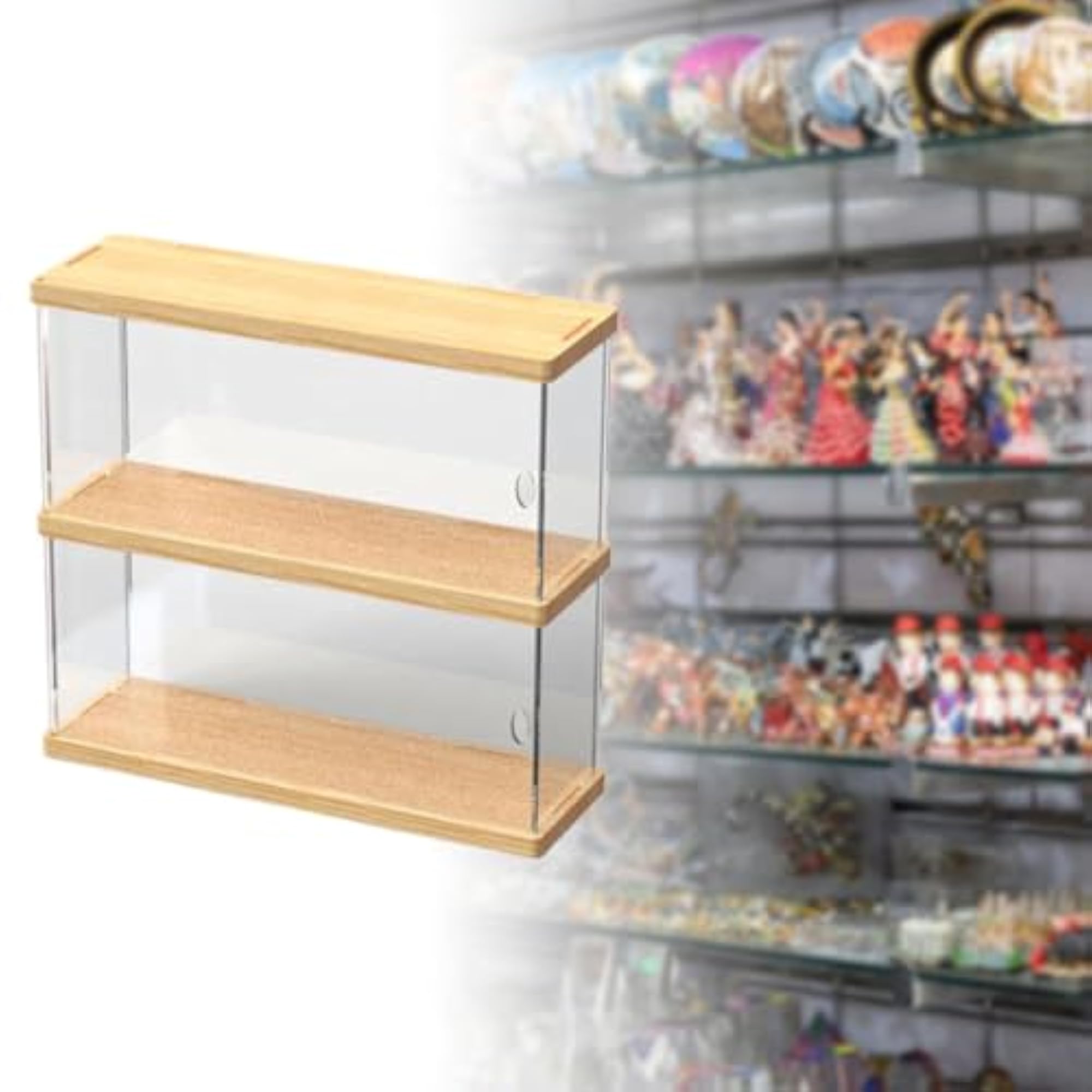 Clear Acrylic Display Case for Dolls, 2 Layer 30cm