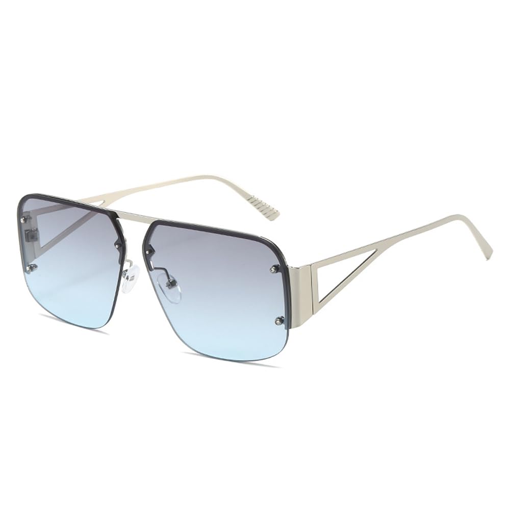 Sibeg Vintage Rimless Women Sunglasses 2024 New Trending Punk Candy Color Sun Glasses Female Shades UV400 Gradient Eyewear(Color:Blue)