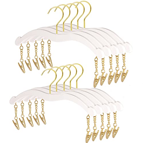Perchas Madera Blanca y Dorada Marca BESSER HAUS